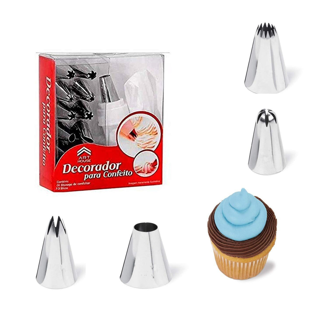 Professional 12-Piece Cake & Cupcake Decorating Piping Tips Set
