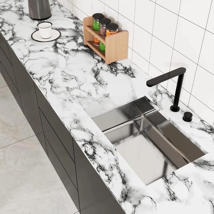 White Marble Waterproof Wallpaper / Countertop Contact Paper