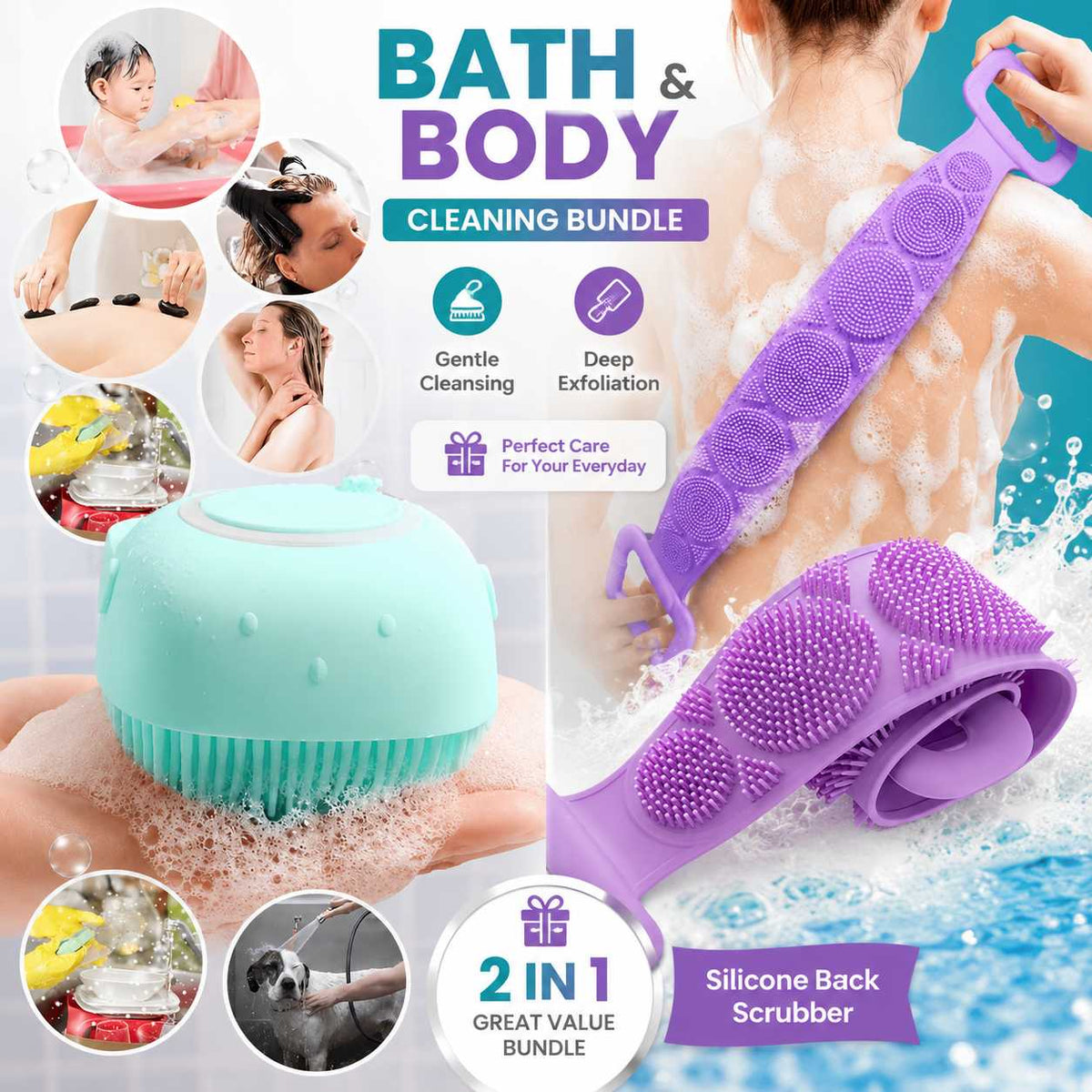 SilkyScrub Pro™ Silicone Back Scrubber & Body Exfoliator