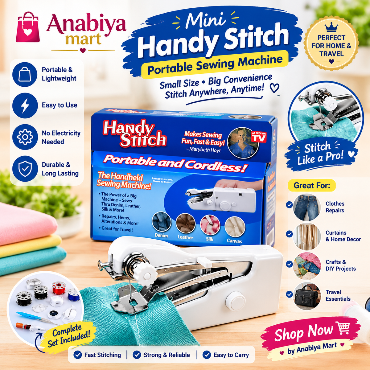Mini Handy Stitch Portable Sewing Machine – Compact Handheld Stitching Machine