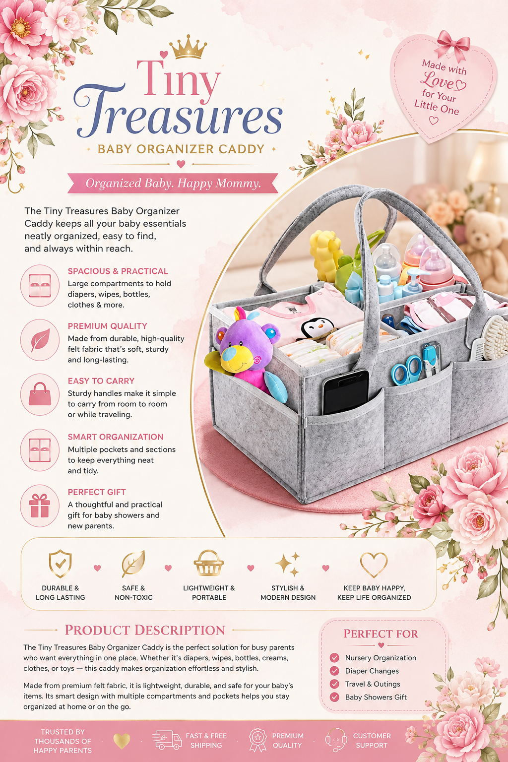 Tiny Treasures Baby Organizer Caddy