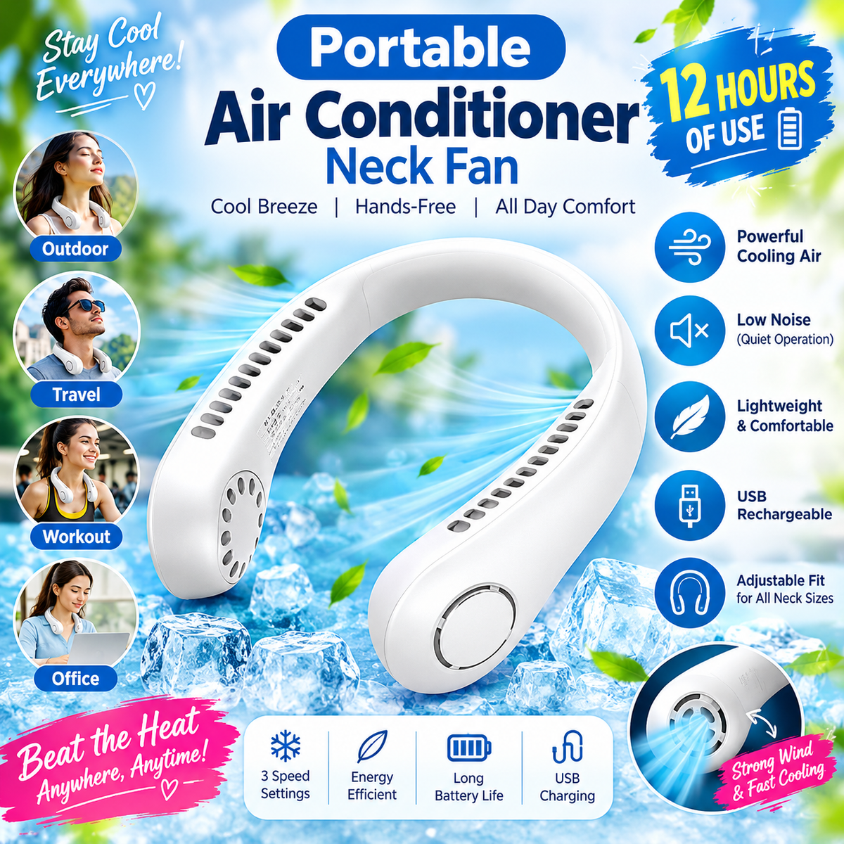 ArcticBreeze™ Portable Neck Air Conditioner – Hands-Free Cooling Fan