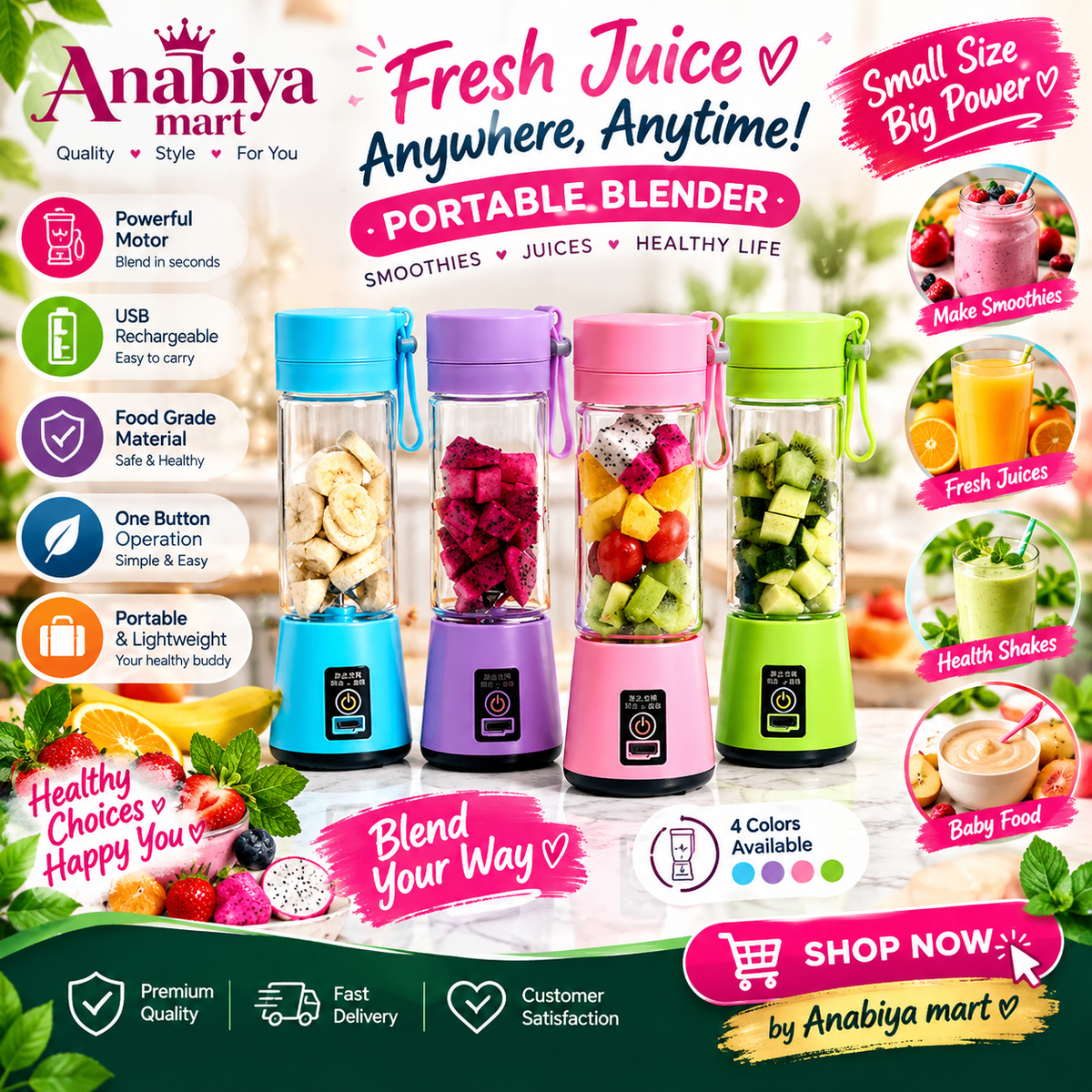 BlendGo Pro™ Portable Rechargeable Mini Blender