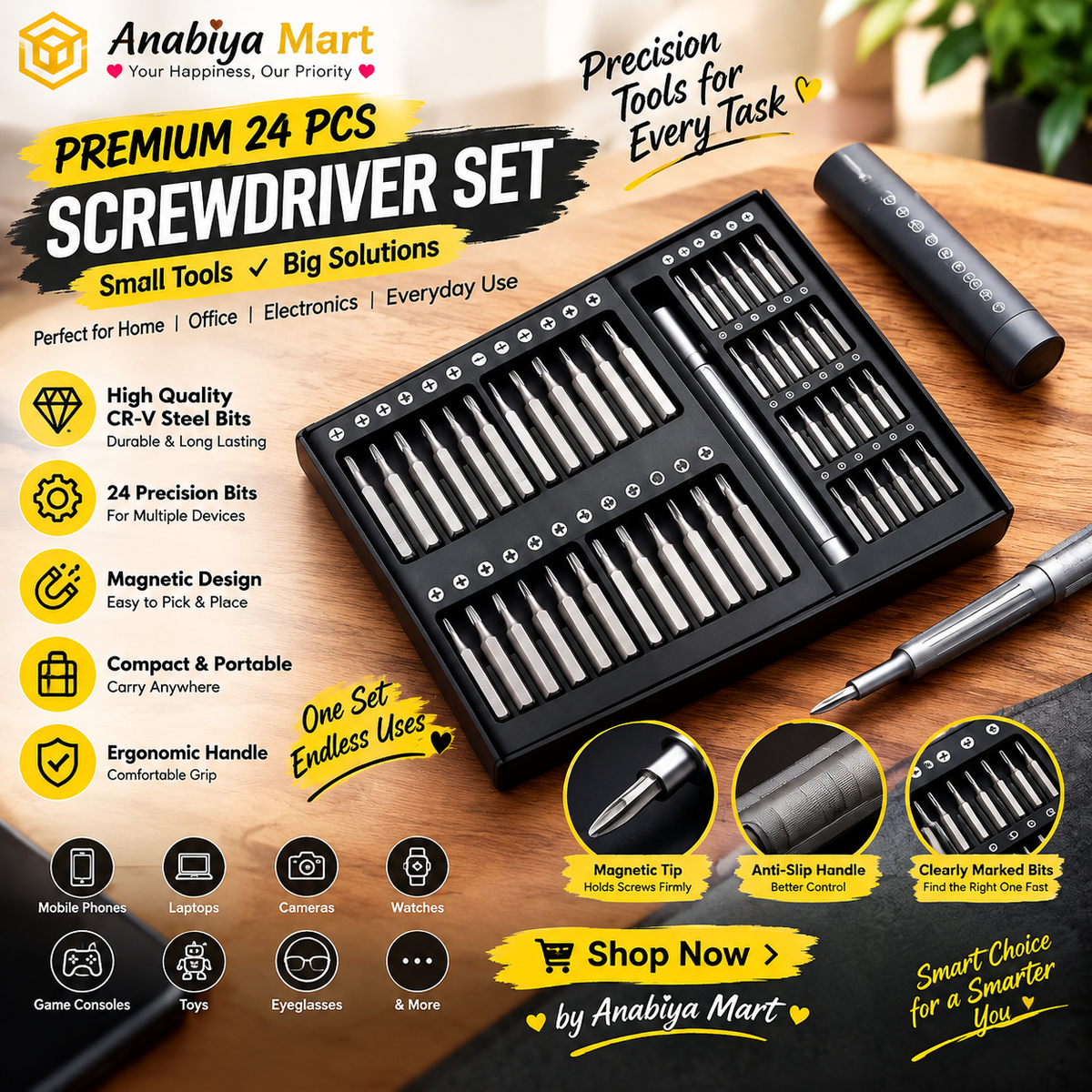 Premium 24-Piece Precision Screwdriver Set – Multi-Tool Repair Kit