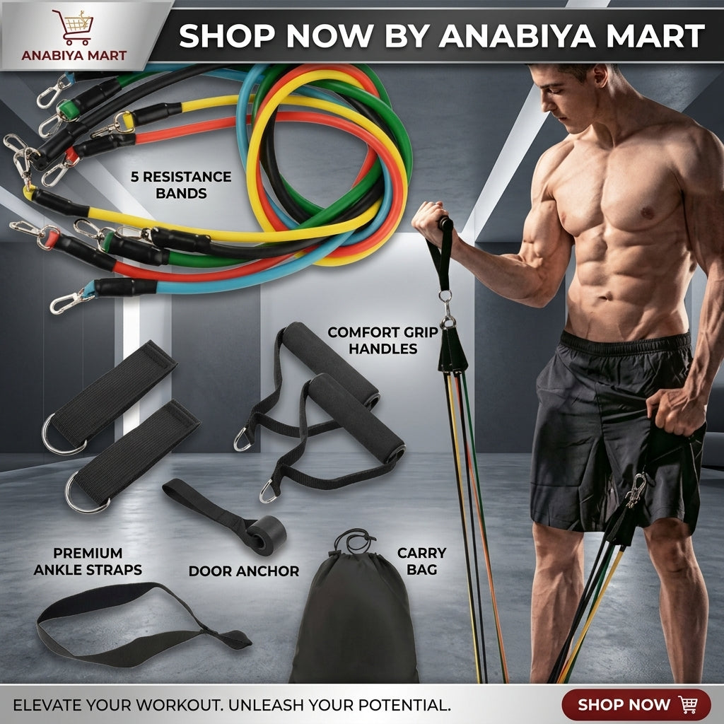 FlexGym Pro™ 11-Piece Resistance Band Home Workout Set