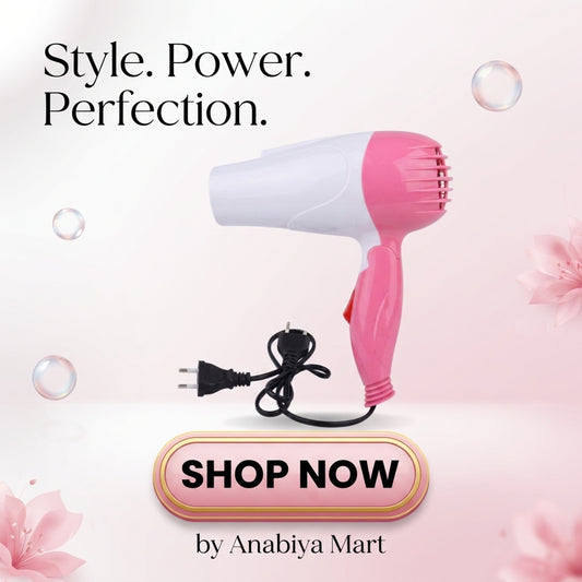 UltraGlow 1000W Compact Foldable Travel Hair Dryer