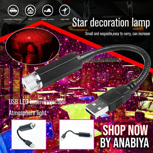 USB LED Star Galaxy Laser Projector – Portable Atmosphere Light
