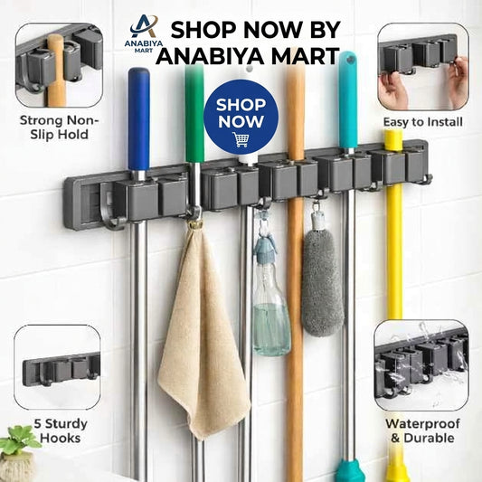 GripHold Pro™ Wall-Mounted Mop & Broom Organizer